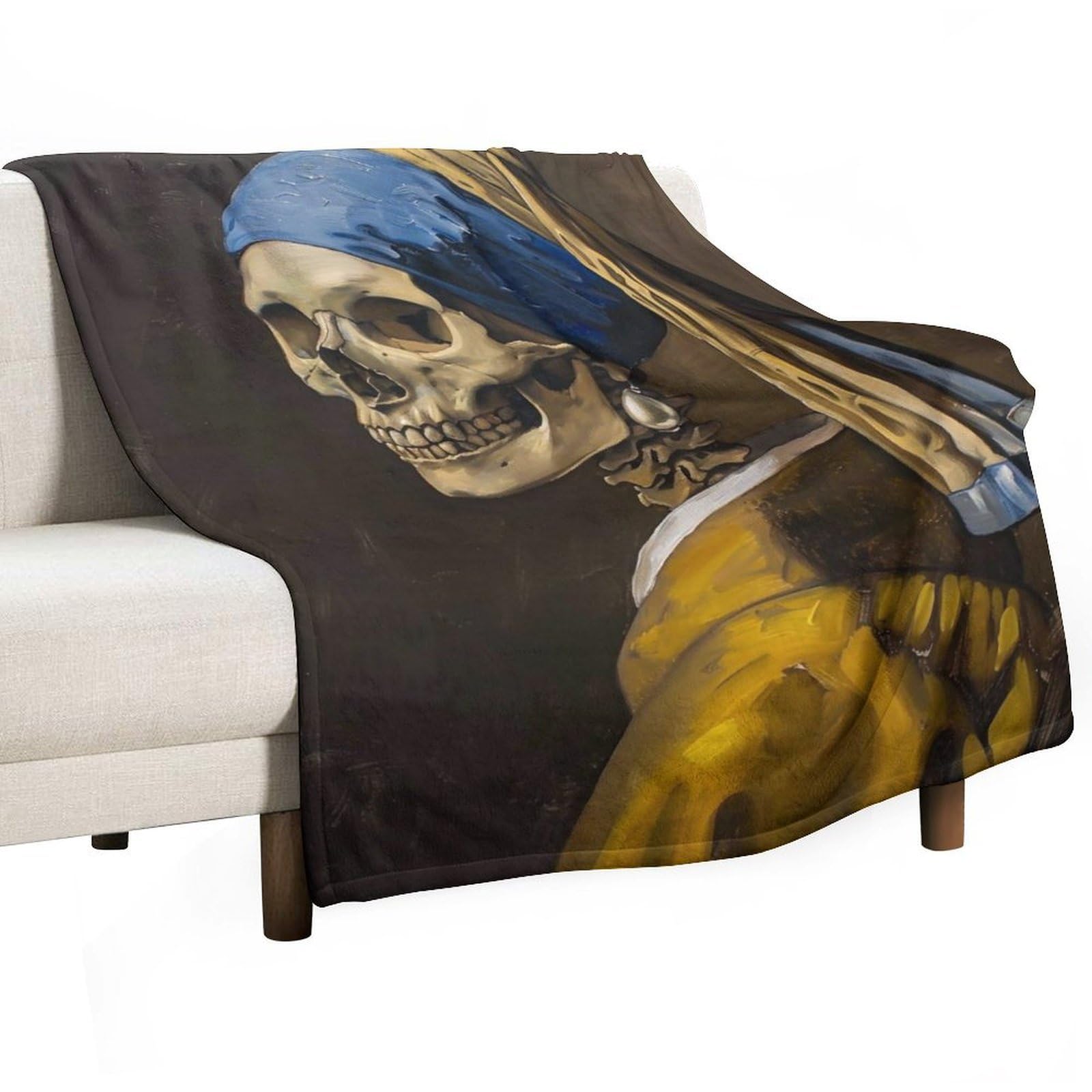 YHGSREUOH Skeleton with Pearl Earring Flannel Blankets Fleece Soft Throw Lightweight Plush Gifts for Couch, Bed, Cozy Sofa Plush, Chair, Lovers 100x130cm(40x50in)