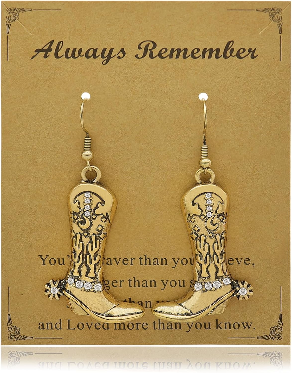 Western Cowgirl Boot Earrings, Women Cowboy Dangle Boot Earrings with Carved Cactus Boho Country Concerts Rodeo Cowboy Outfits Jewelry - Image 8