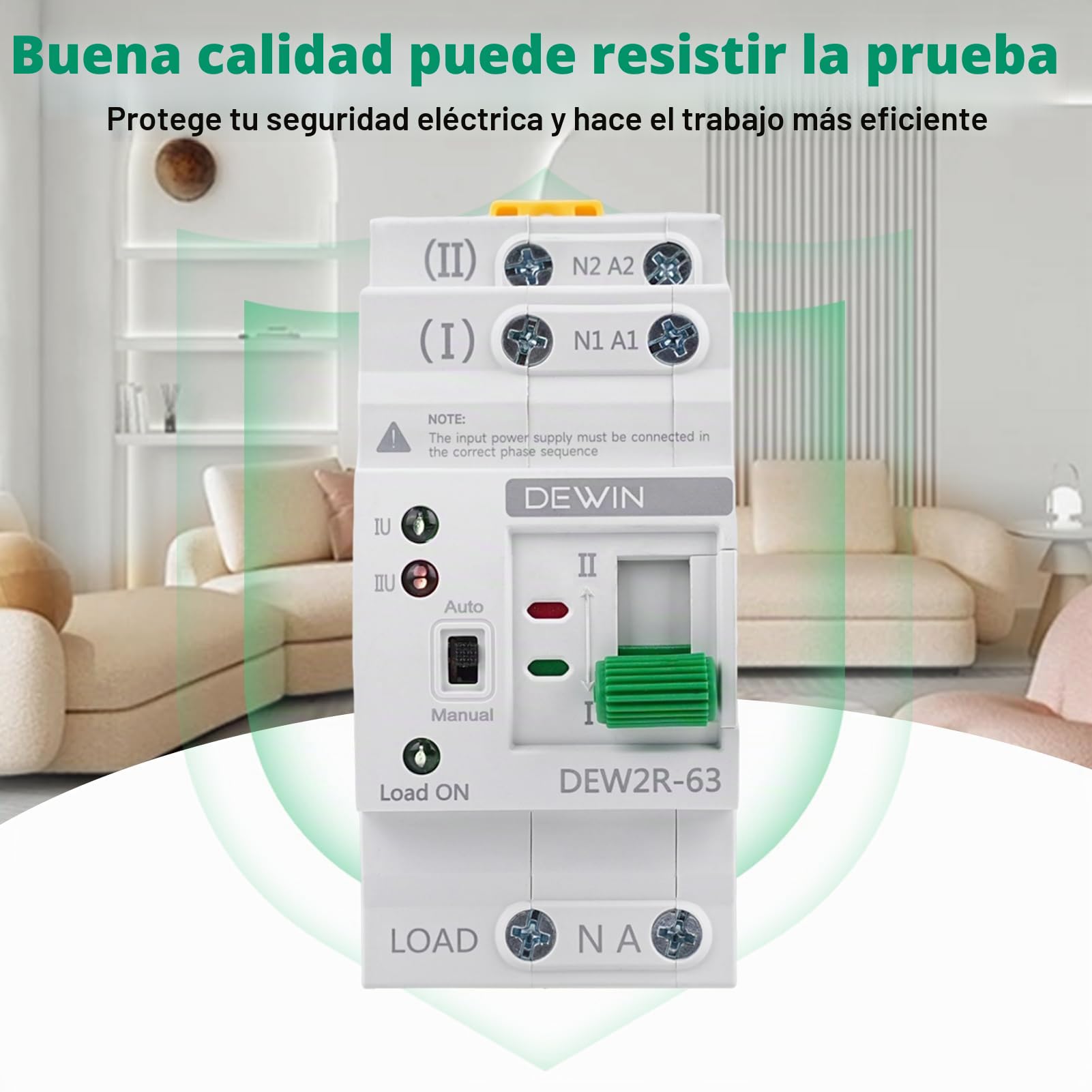 Interruptor de Transferencia Automático, ATS 2P 63A 220V Dual Power Automatic Transfer Switch carril DIN Conmutador de Transferencia Automática de Corriente de Emergencia, G2R