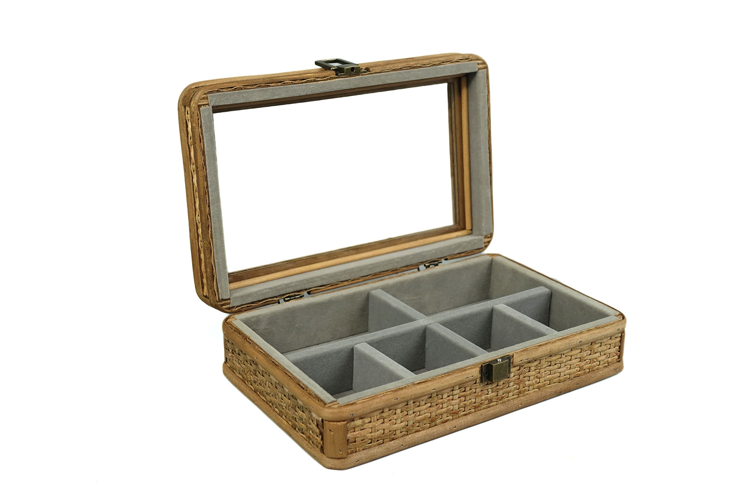 Amazon.co.jp: HUAXIN CRAFT H ラタン ディスプレイボックス ガラス蓋
