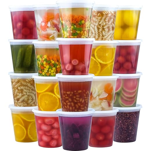 50 Set 32 oz Deli Containers with Lids, Leak-Proof BPA Free Plastic Take Out Bowls, Food Storage Containers for Takeout Meal Prep Storage, Freezer, Microwave & Dishwasher Safe