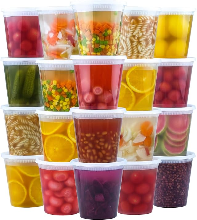 50 Set 32 oz Deli Containers with Lids Leak-Proof BPA Free Plastic Take Out Bowls Food Storage Containers