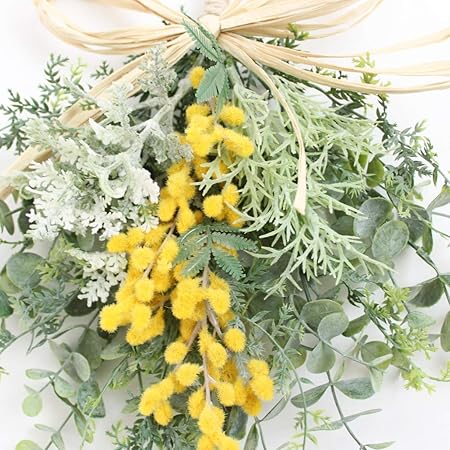 Amazon グランドグルー ミモザ ユーカリ リース 造花 ミニスワッグリース 造花 オンライン通販