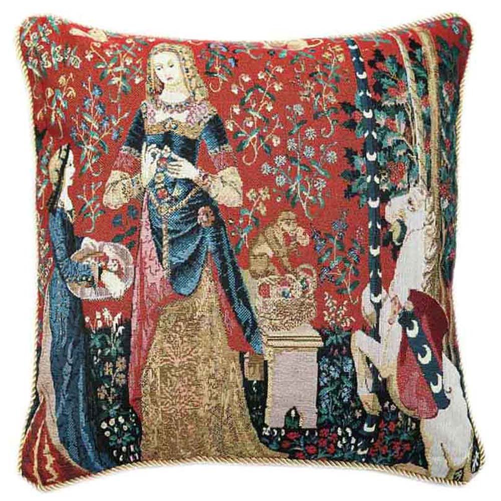 Signare Women's Sense Of Smell Tapestry Cushion Cover 18 X18 Inches 45Cm X 45Cm Decorative Sofa Cushions With Lady And Unicorn (, Cushion Cover Only)