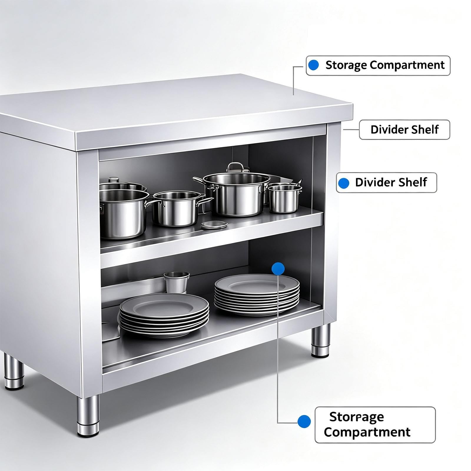 Tavolo Acciaio Inox, Mensole Cucina, Piano di Lavoro Cucina