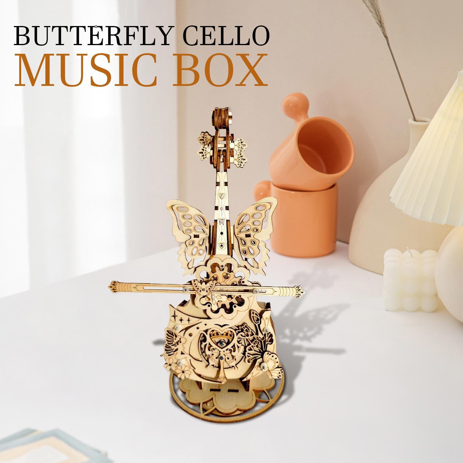 Puzzle 3D Carillon Violino kit costruzione creativo fai da te | Carillon In Legno Violino Puzzle A Incastro per bambini ragazzi scrivania camera da soggiorno casa mensola