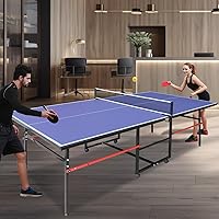 GarveeLife 8FT Portable Ping Pong Table - Professional Foldable Table Tennis Set, Indoor/Outdoor with Net, 2 Paddles, 3 Balls, Playback Mode