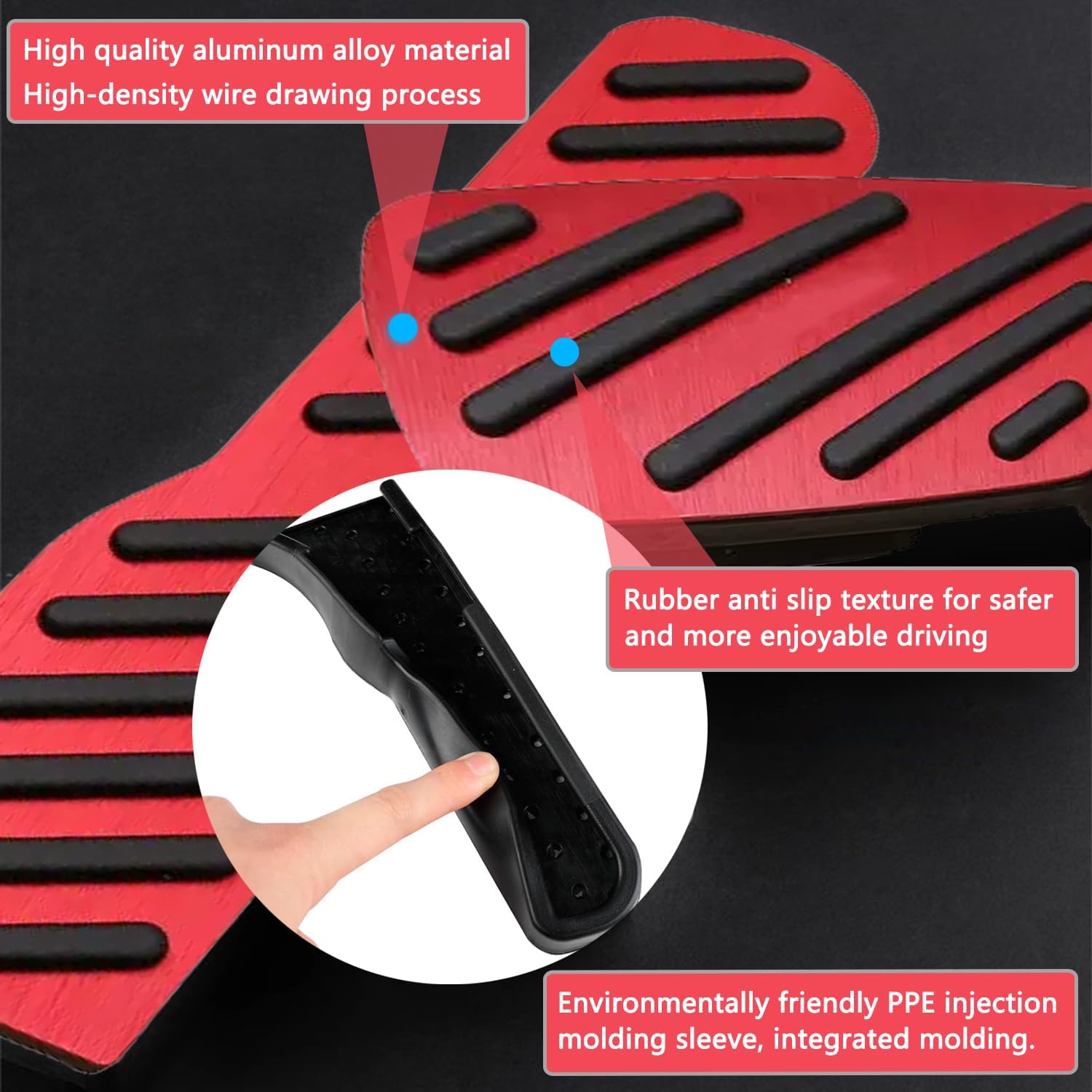 Aluminum Alloy Gas Brake Pedal Cover for Chevy Camaro 2016 2017 2018 2019 2020 2021 2022 2023 No Drilling Non Slip Aluminum Brake and Accelerator Pedal Covers Interior Accessories 2PCS(Red)