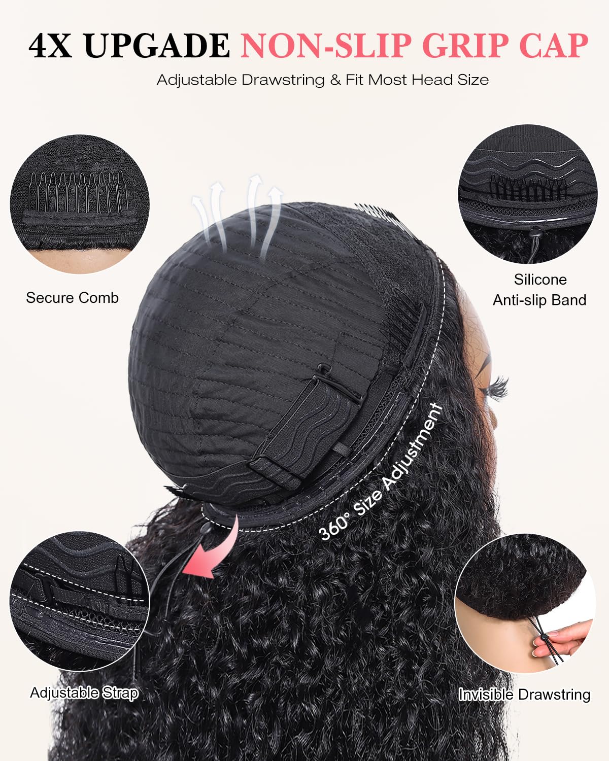 Tunfine Curly Half Wig Echthaar perücke 200 Dichte Water Wave 3 in 1 Seamless Flip Over Wigs Perücke Damen Glueless Human Hair with Drawstring Headband Wig for Women 14 Zoll 35cm