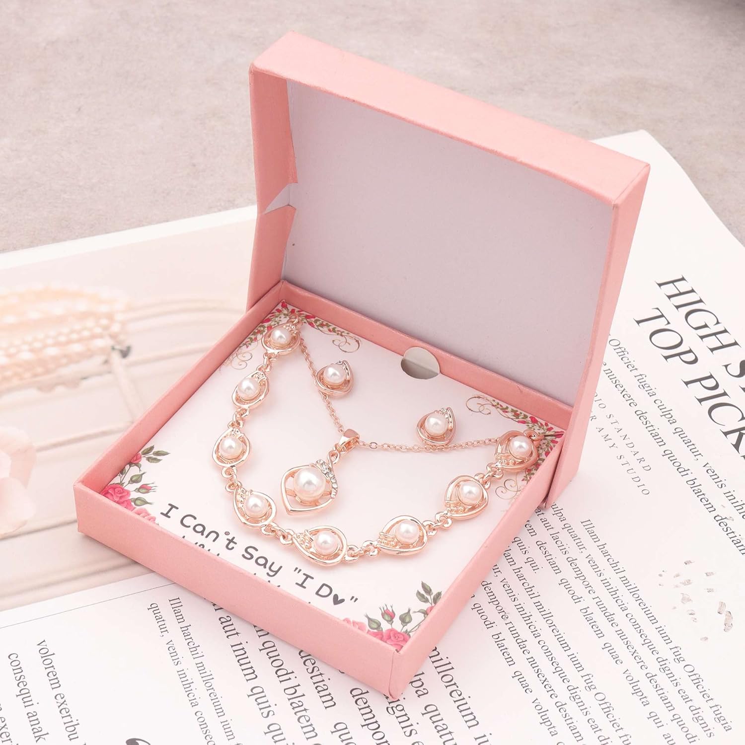 Bridesmaid Jewelry Set For Wedding 1-4-6-8 Sets 18k Gold/Rose Gold/Silver Plated Teardrop Pendant Pave Pearl Necklace Earrings Bracelet Set for Women Adult - Image 2