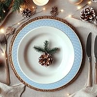 Vista 2 de Platos Base Azul Claro, Platos Base Redondos de 13" para Platos de Cena, Platos Base de Plástico para Fiestas, Decoración de Mesa, Días Festivos