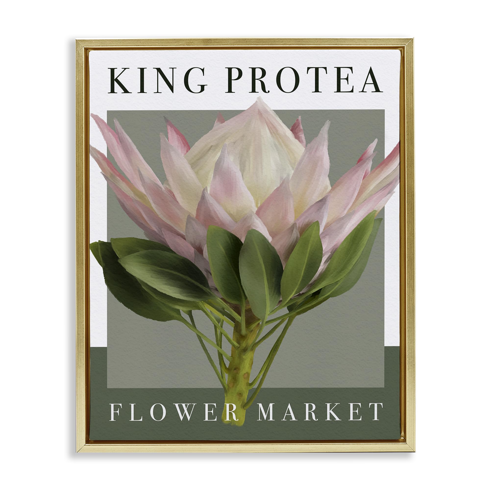 Stupell Industries Metallic Gold (Matte) King Protea Flower Market, 24 X 30 Inch Canvas In Floater Frame