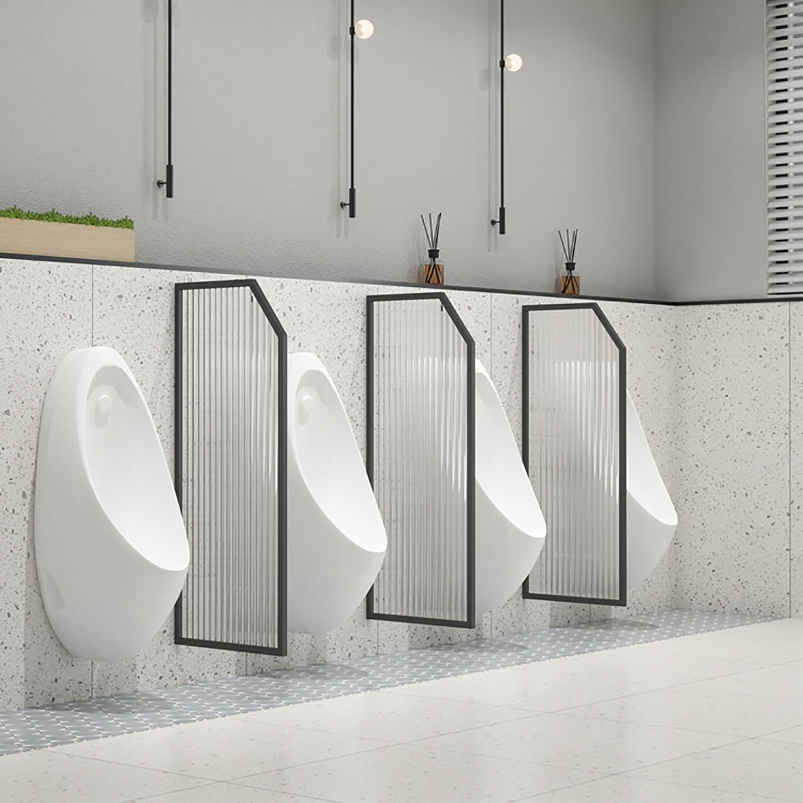 GTHTUHFD Wall-Mounted Urinal Partition Screen - Waterproof Toilet Divider For Schools Kindergartens Shopping Malls & Public Restrooms - Toilet Protection Baffle,Black