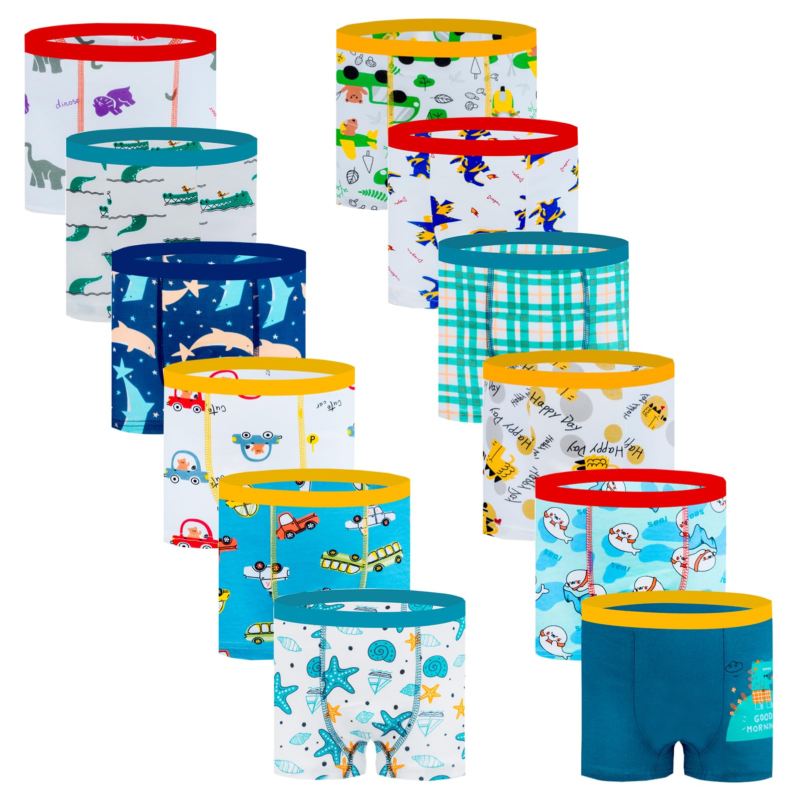 Boxers pour garçons, sous-vêtements pour Enfants, Coton, Lot de 12