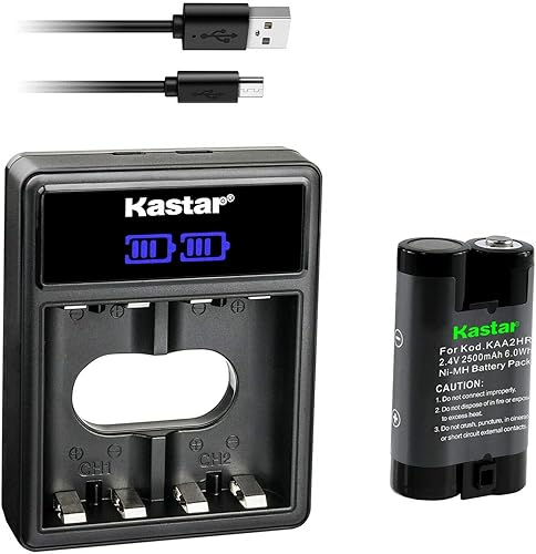 Kastar Paquete de 1 batería KAA2HR y cargador USB dual LCD de repuesto para Kodak EasyShare DX6340, DX6440, DX6445, Z1275, Z1285, Z650, Z650 Zoom,