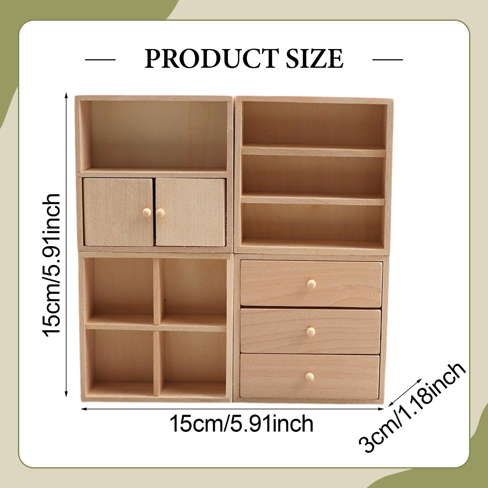 Fenteer Mini Mueble para Casa de Muñecas con Estante Expositor Y Cajón para Accesorios