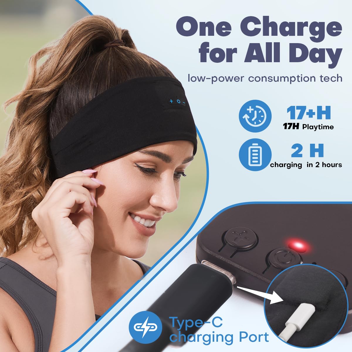 Auriculares para dormir con Bluetooth para dormir de lado, 17 horas de reproducción, auriculares inalámbricos con altavoces estéreo HD para entrenamiento, correr, yoga, regalo ideal para hombres
