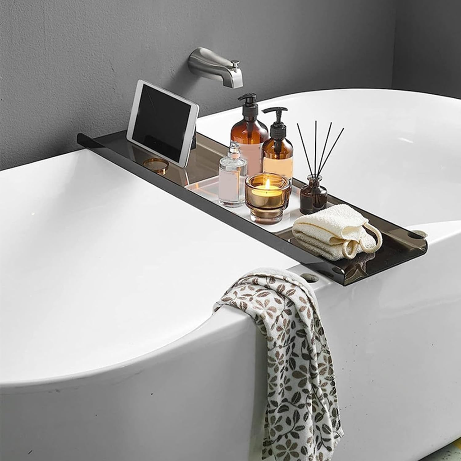 Acrylic Bathtub Caddy Tray, Clear Bath Tub Holder, Bath Tub Tray Table for Bathroom, Luxury Bathroom Organizer Accessory,Clear,100cm/39.4in