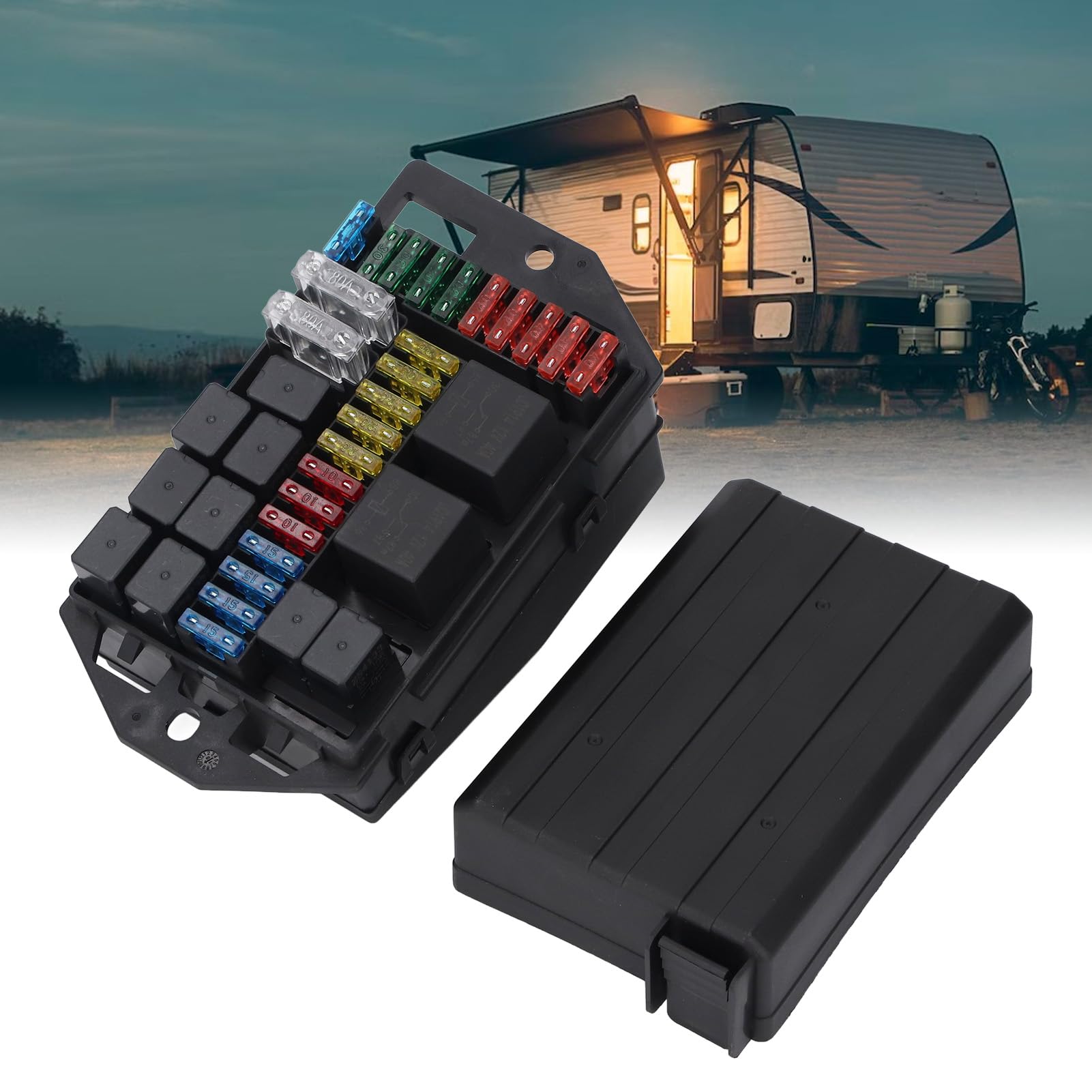 Scatola relè fusibile SustVita Blade 12V con fusibile ATO 24 ATC e 11 relè, scatola fusibile relè automobilistico a 4 e 5 pin per applicazioni marine, automobili e camion