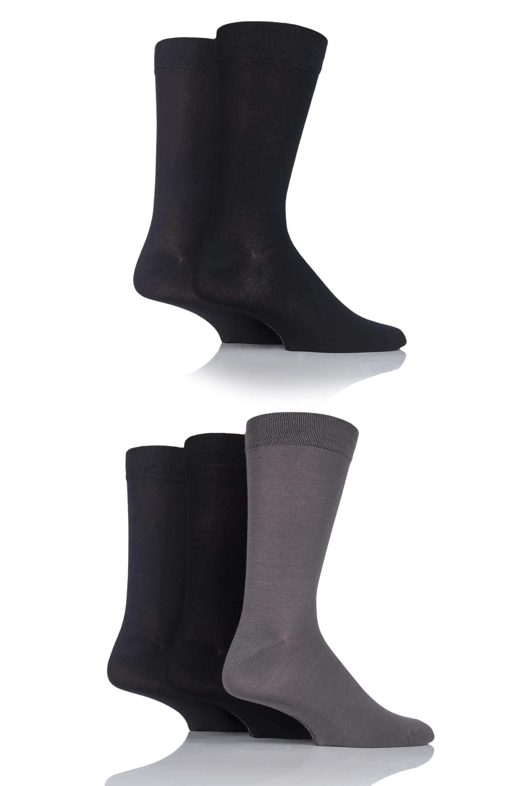 Sockshop Men's Greys Patterned Bright Colourful Natural Bamboo Socks Various Designs For Everyday Wear Size 7-11 Pack Of 5 7-11