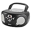 Groov-e Original Boombox - Portable CD Player with Bluetooth, Radio, 3.5mm Aux Port, & Headphone Socket - LED Display, 2 x 1.2W Speakers - Battery or Mains Powered - Black