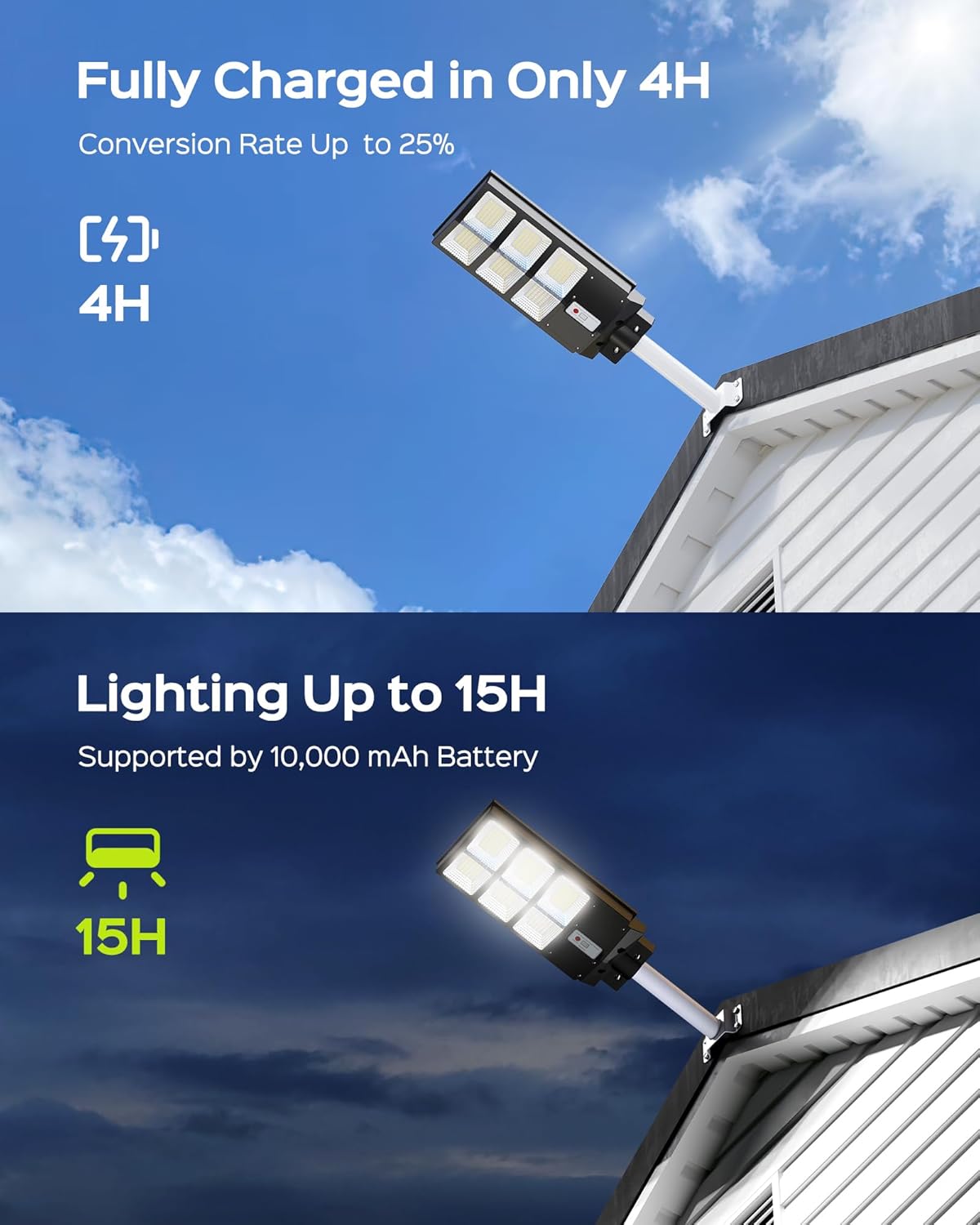 Solar light charging in 4 hours and lighting for 15 hours