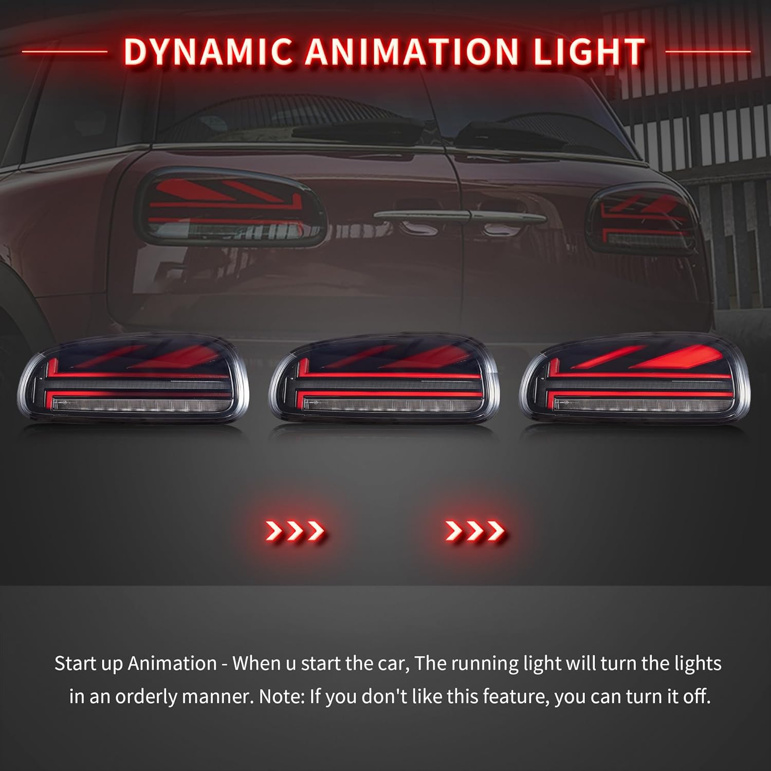 VLAND LED Tail Lights For 2015-2023 MINI Clubman F54, Cooper S, JCW, Driver Side and Passenger Side Rear Lamps Assembly, Red & Smoked Style