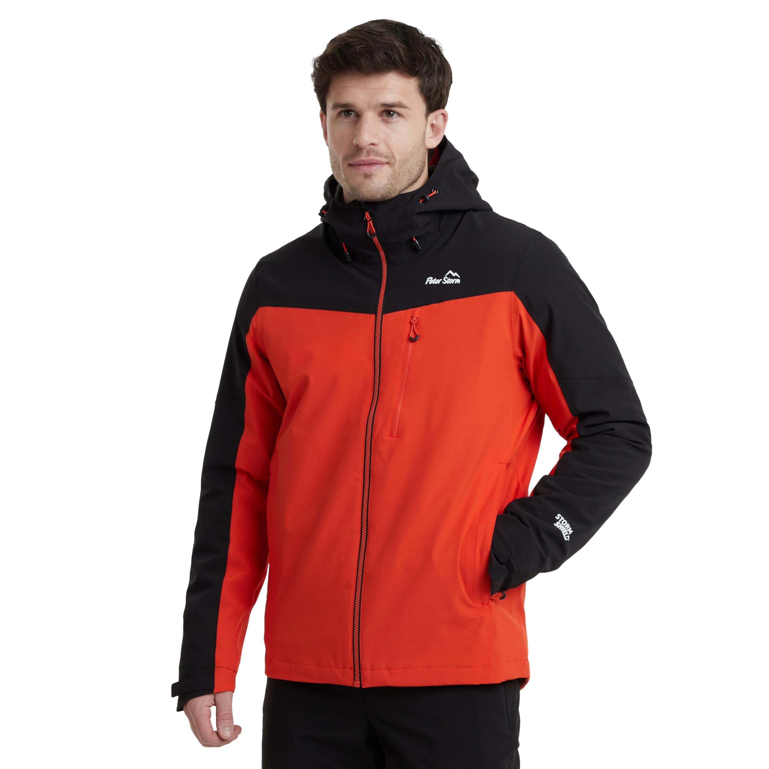 Peter Storm Men's Red ’S Malham Stretch Waterproof Jacket With Adjustable Wi Peak Hood & 3 Zipped Pockets, Breathable & Lightweight Raincoat (Uk, Alpha, Xl, Regular, Regular, )