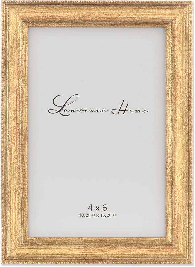Lawrence Frames Classic Bead Picture Frame, 4x6, Gold