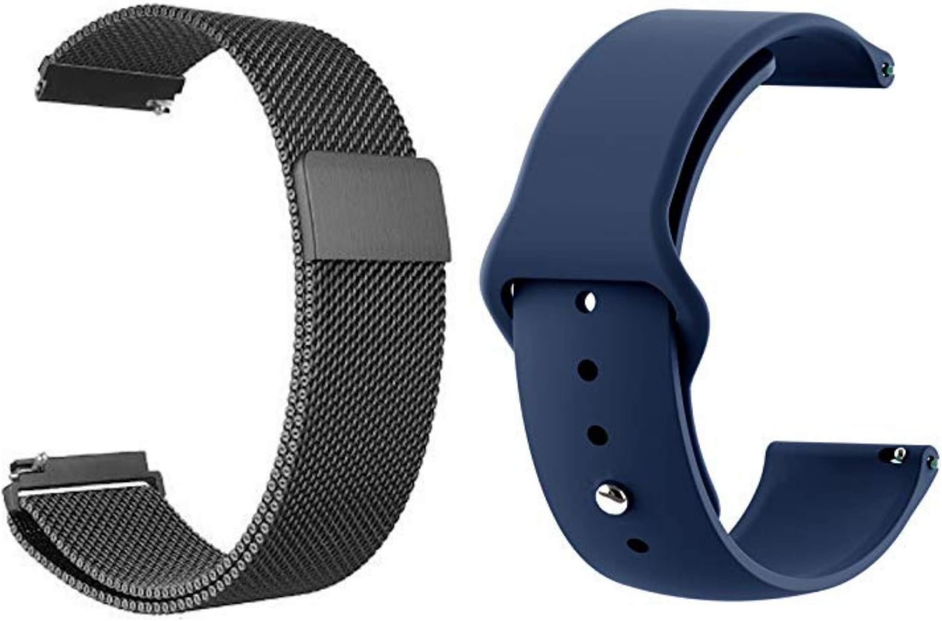 DIVERTS 22mm Stainless Steel and Soft Silicon Watch Strap Bands Compatible for Color Fit Pro 3 /assist colorfit ultra colorfit nav/nav+ noisefit endure noisefit fusion noisefit evolve Watch Strap ( Pack of 2)