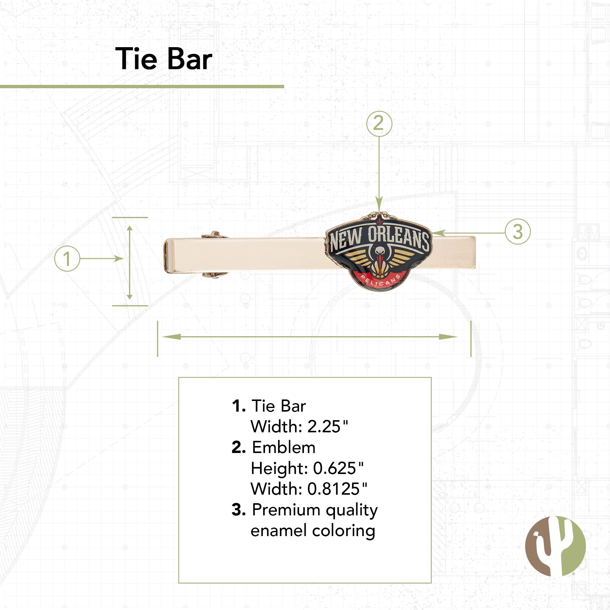 Desert Cactus New Orleans Pelicans Tie Bar NBA National Basketball Association Logo (Tie Bar)