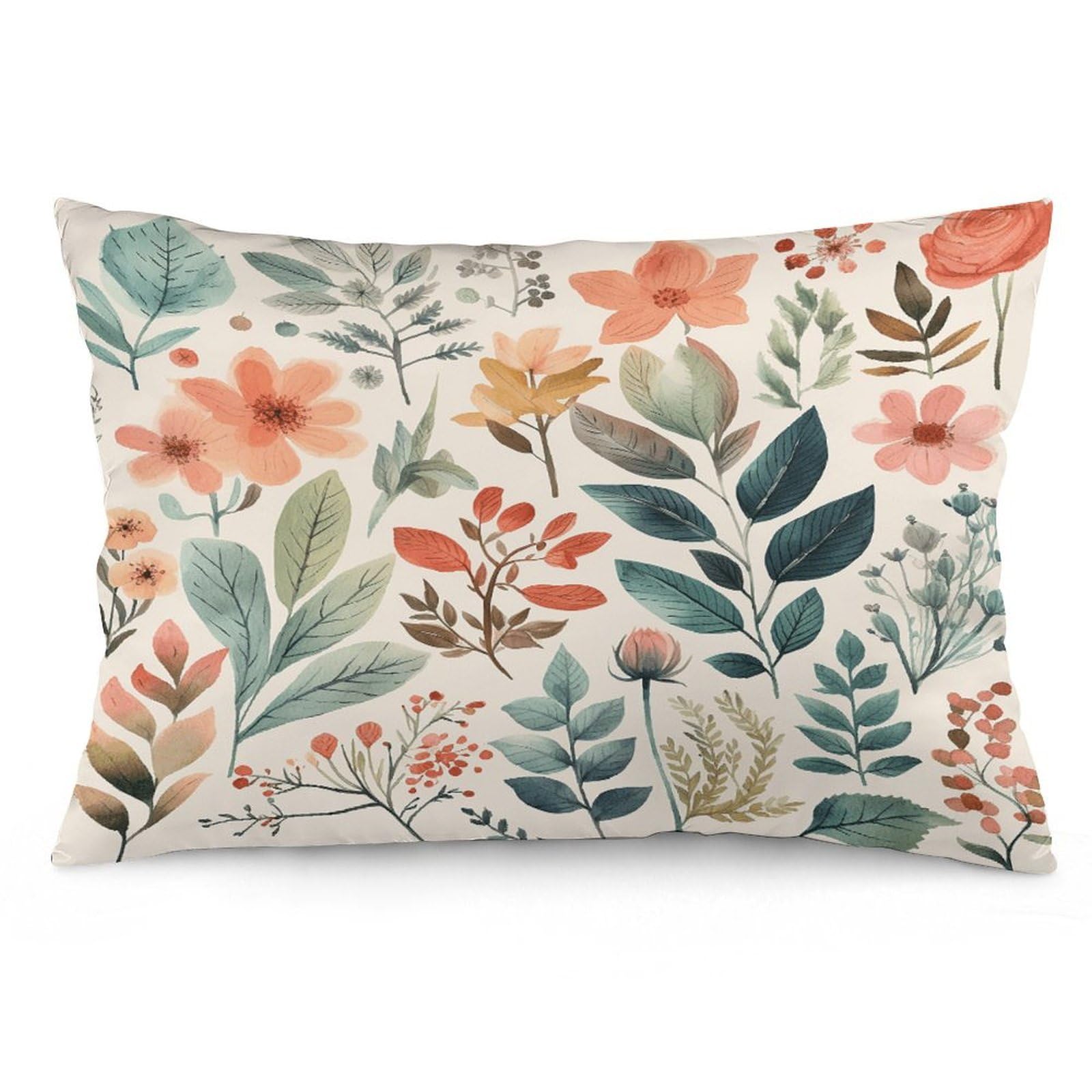 Watercolor Flowers Throw Pillow Cover Soft Pillow Case Decorative Lumbar Pillow Cover Cozy Throw Pillowcase Polyester Rectangular Cushion Case Decor for Couch Sofa Bed