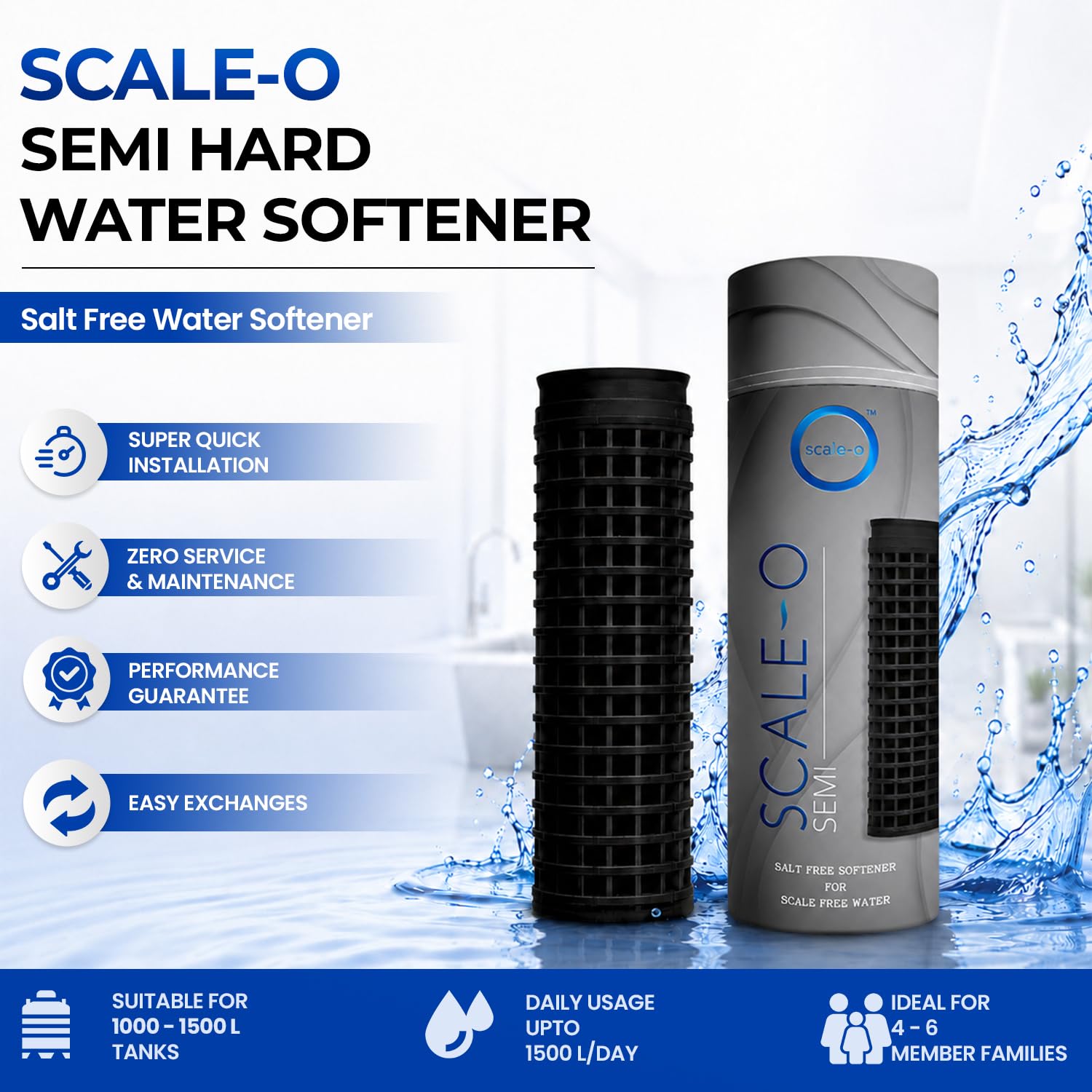 Scale-O Nano Hard Water Softener | One-Time Use Trials Pack | Experience Soft Water Before Upgrade | For Bathroom Use