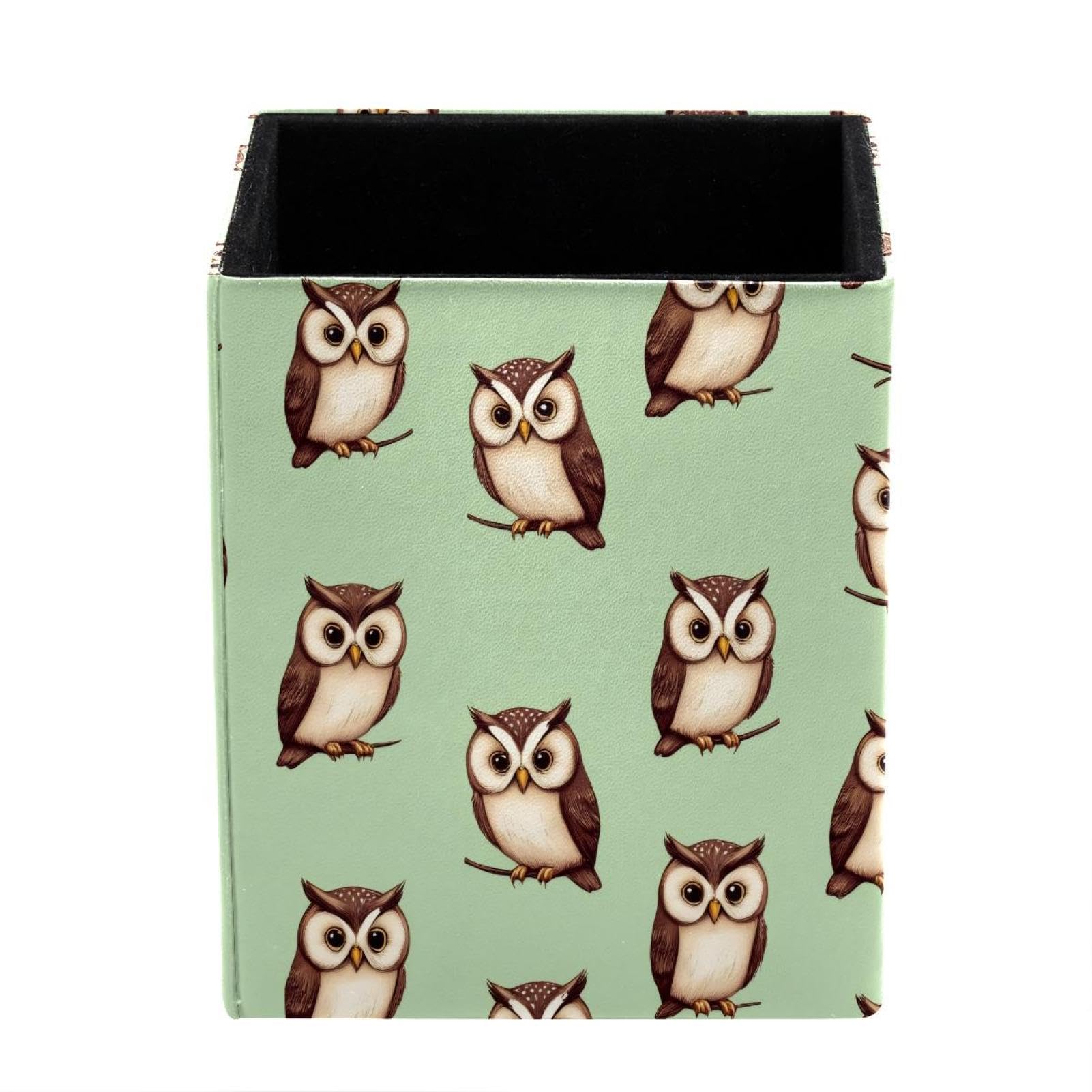 XingFox Colorful Butterflies Pen Holder for Desk Deco, Sqaure PVC Leather Pencil Cup for Desk Pen Organizer, Makeup Brush Holder for School, Home, Office