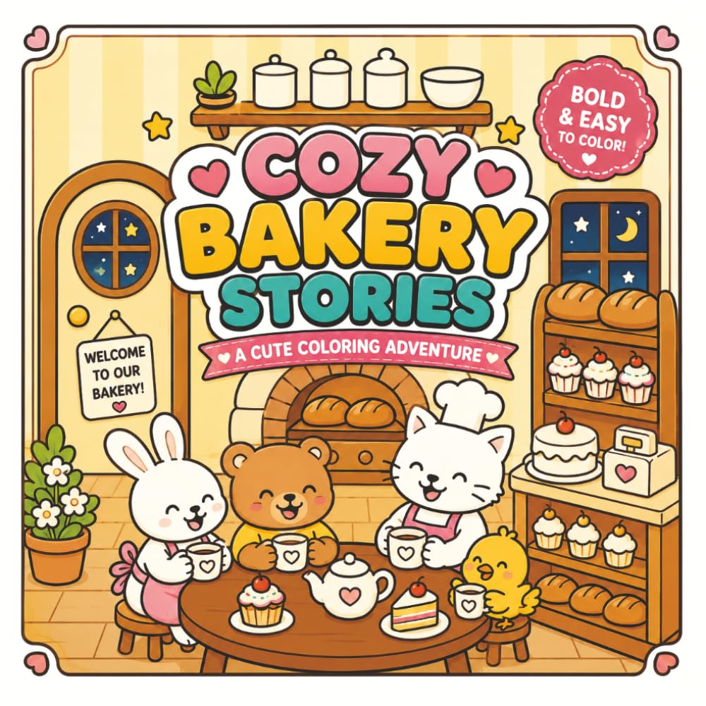 Cozy Bakery Stories: Bold & Easy Coloring Book (Cozy Animal Stories)