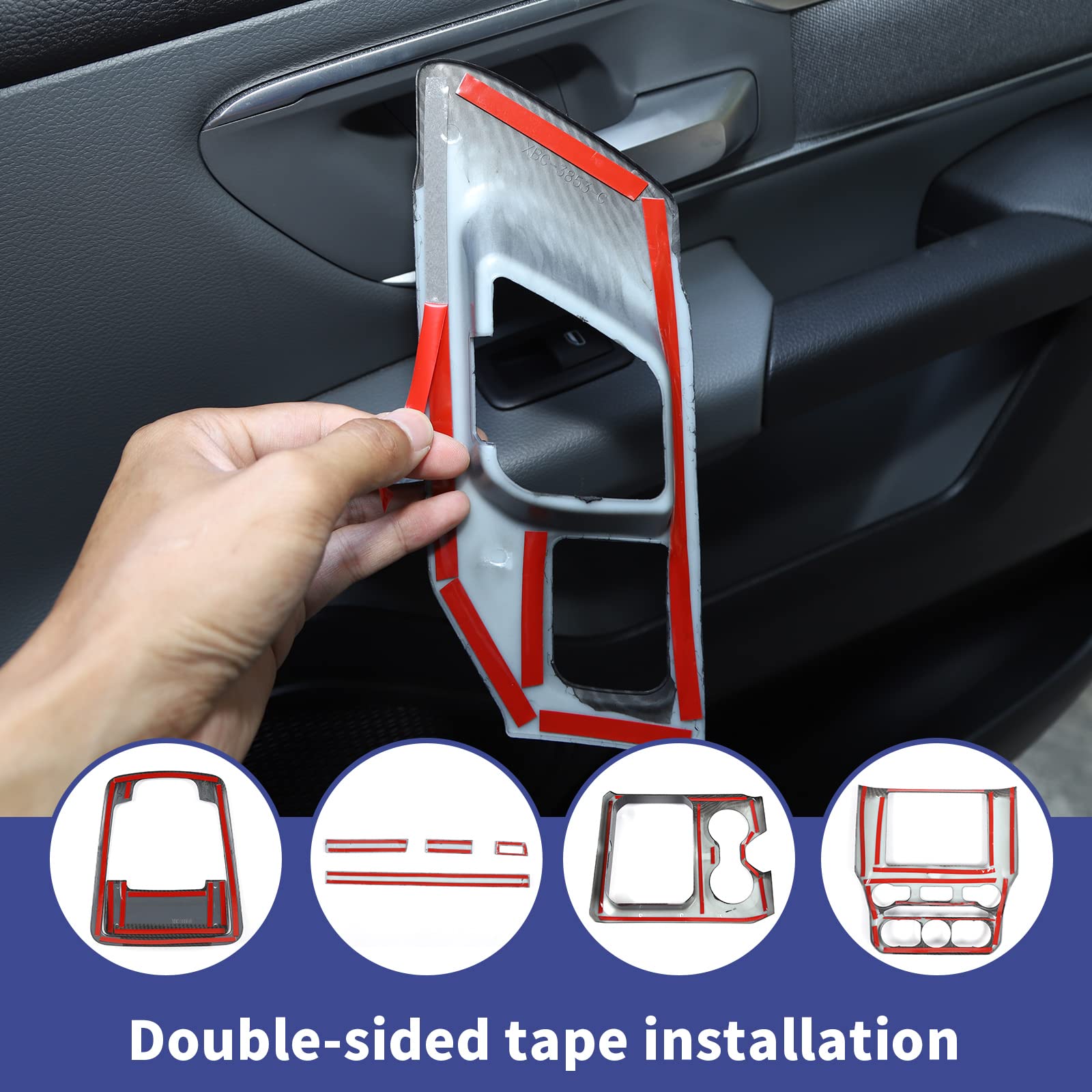 Korlot 2Pcs Carbon Fiber Front Door Panel Decor Trim Cover