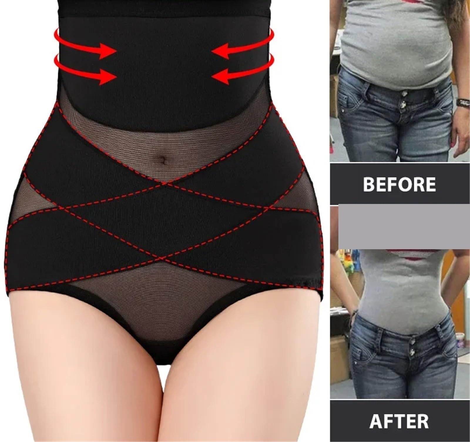 Pancera Contenitiva 2PCS Donne Butt Lifter Shapewea Briefsr Tummy Control Donna Vita Alta Trainer Bodyshaper Mutandine Corsetto Addome Intimo Modellante(Black,M 40-48kg)