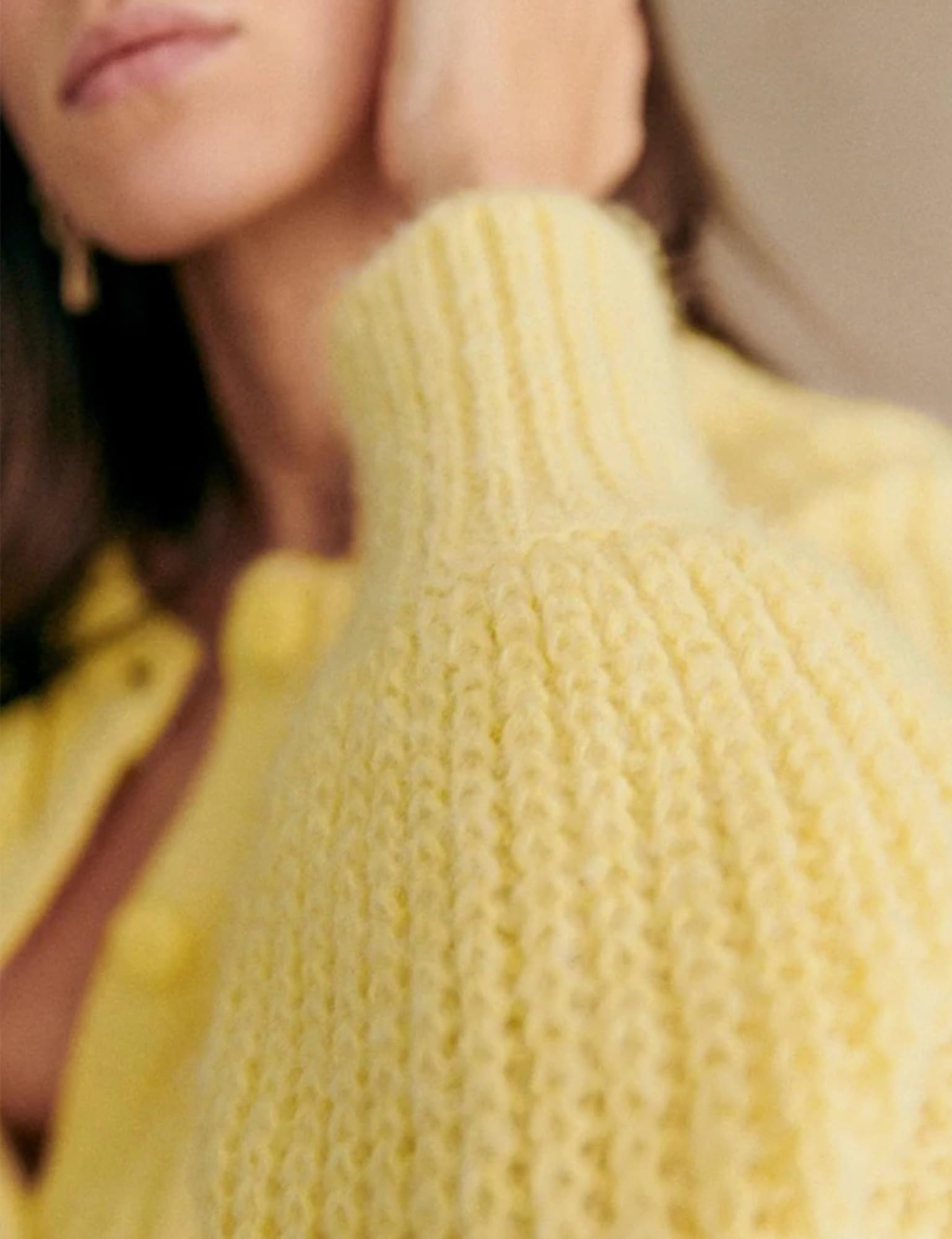 Capispalla in Maglia Cardigan abbottonata Girocollo a Maniche Lunghe Casual da Donna(Yellow,XL)