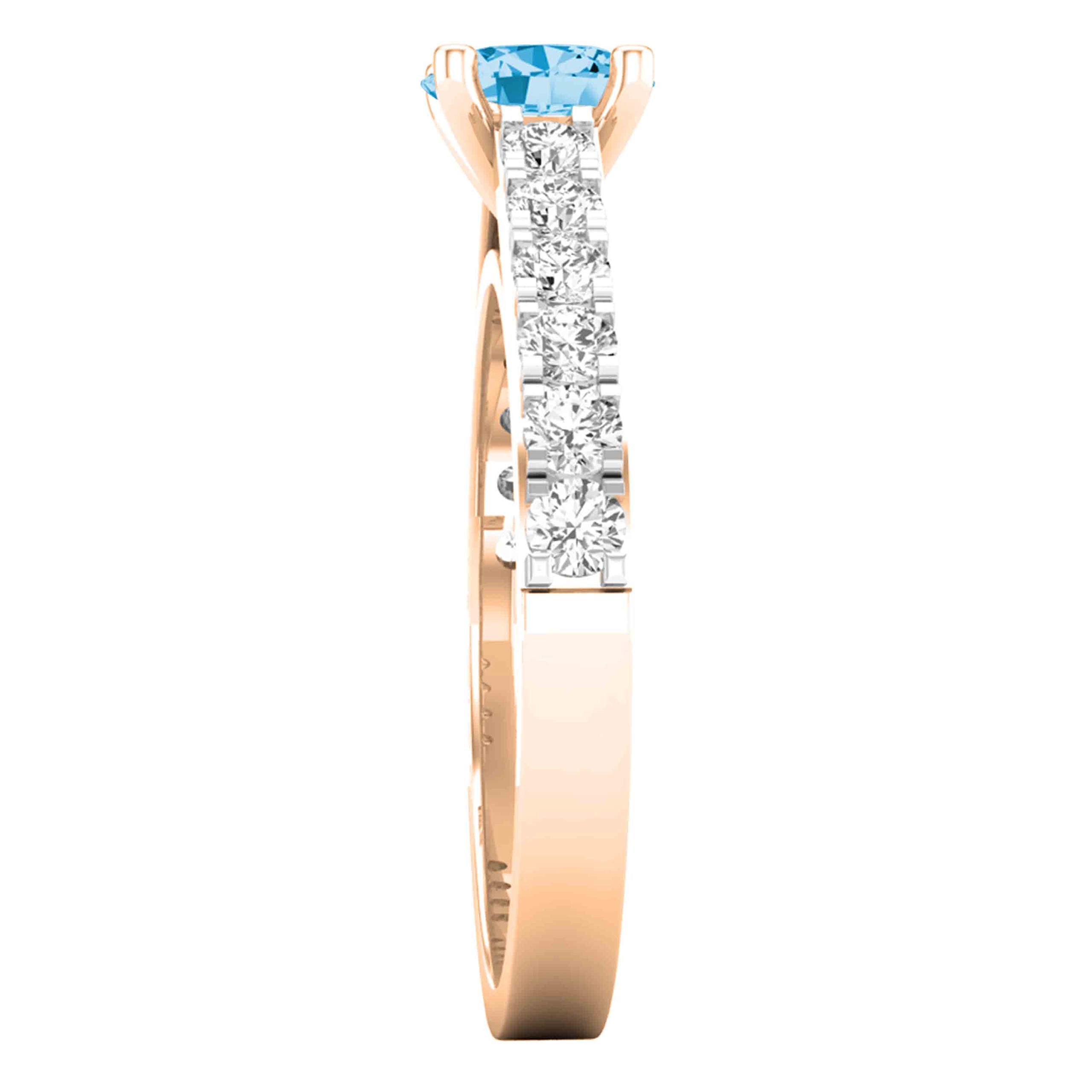 DazzlingRock Collection 10 quilates oro rosa ovalada redonda Blue IJ topacio azul diamante blanco