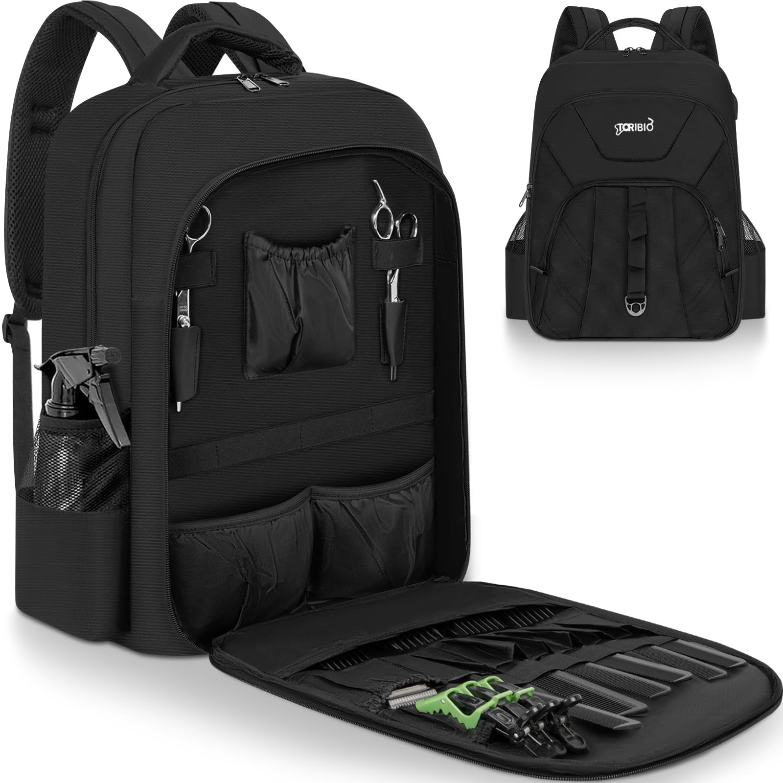 Barbiere Portautensili, Barbiere Stoccaggio Valigia, Clipper e Accessori Organizzatore, Parrucchiere Zaino Portatile per Barbiere, Borsa Barber, Nero