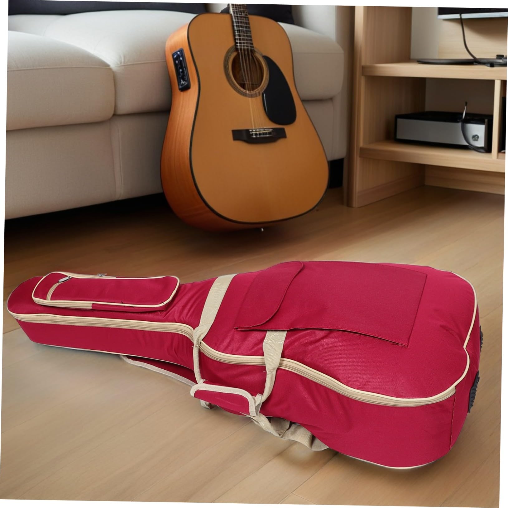 SUPVOX Borsa Chitarra Imbottita con Spessa Custodia in Oxford per Chitarra Acustica e con Tracolla e Tasche Multiple per Accessori