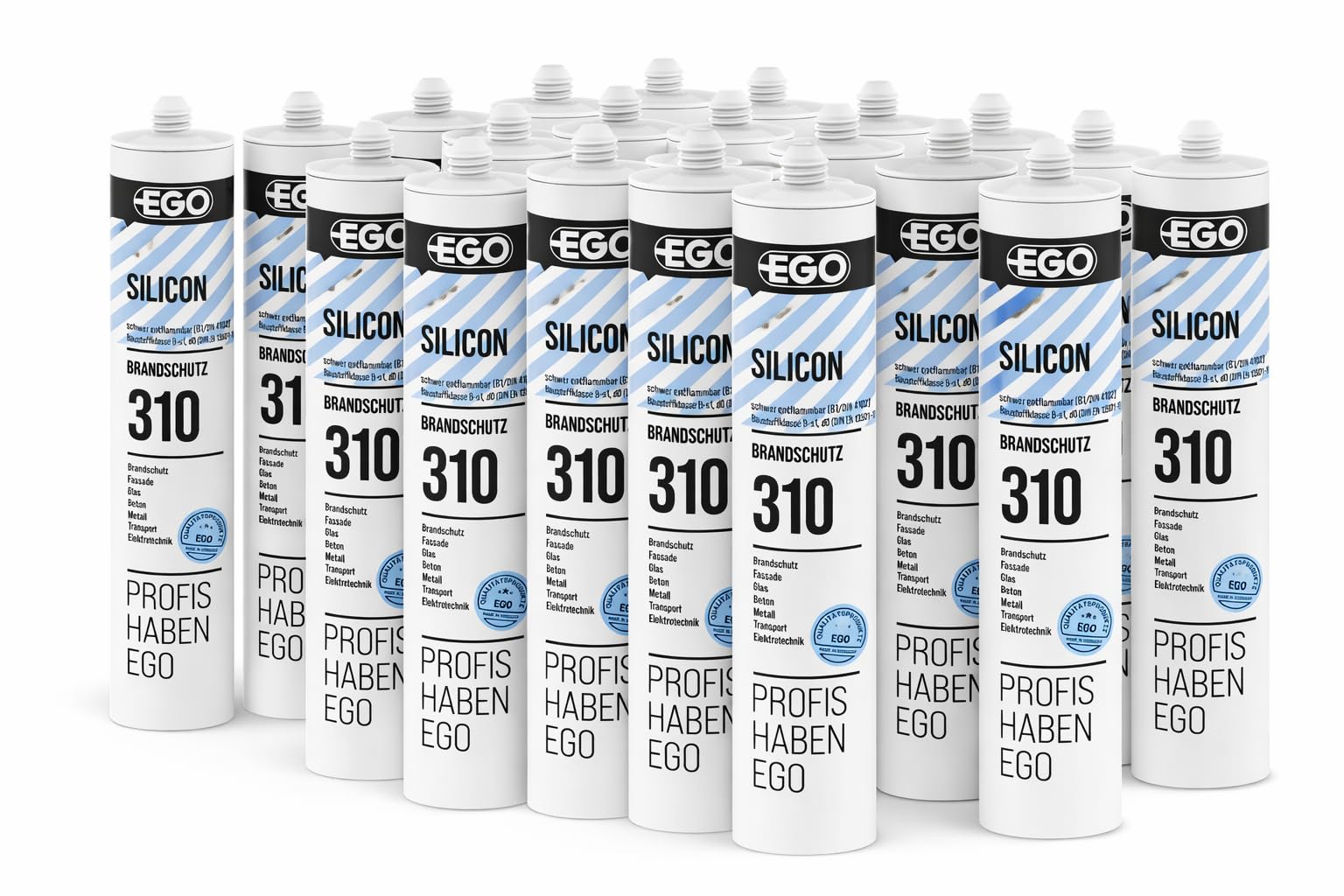 EGOSILICON 310 B1 Brandschutz-Silikon – 20x 310 ml Kartuschen – ideal für feuerhemmende Verglasungen & Fugen mit hohen Brandschutzanforderungen weiss