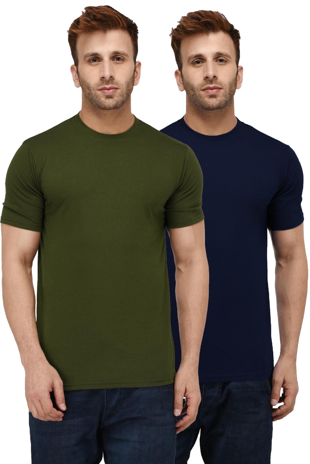 London HillsRegular Fit Solid Men Cotton Blend Half Sleeve Round Neck T-Shirt Pack of 2