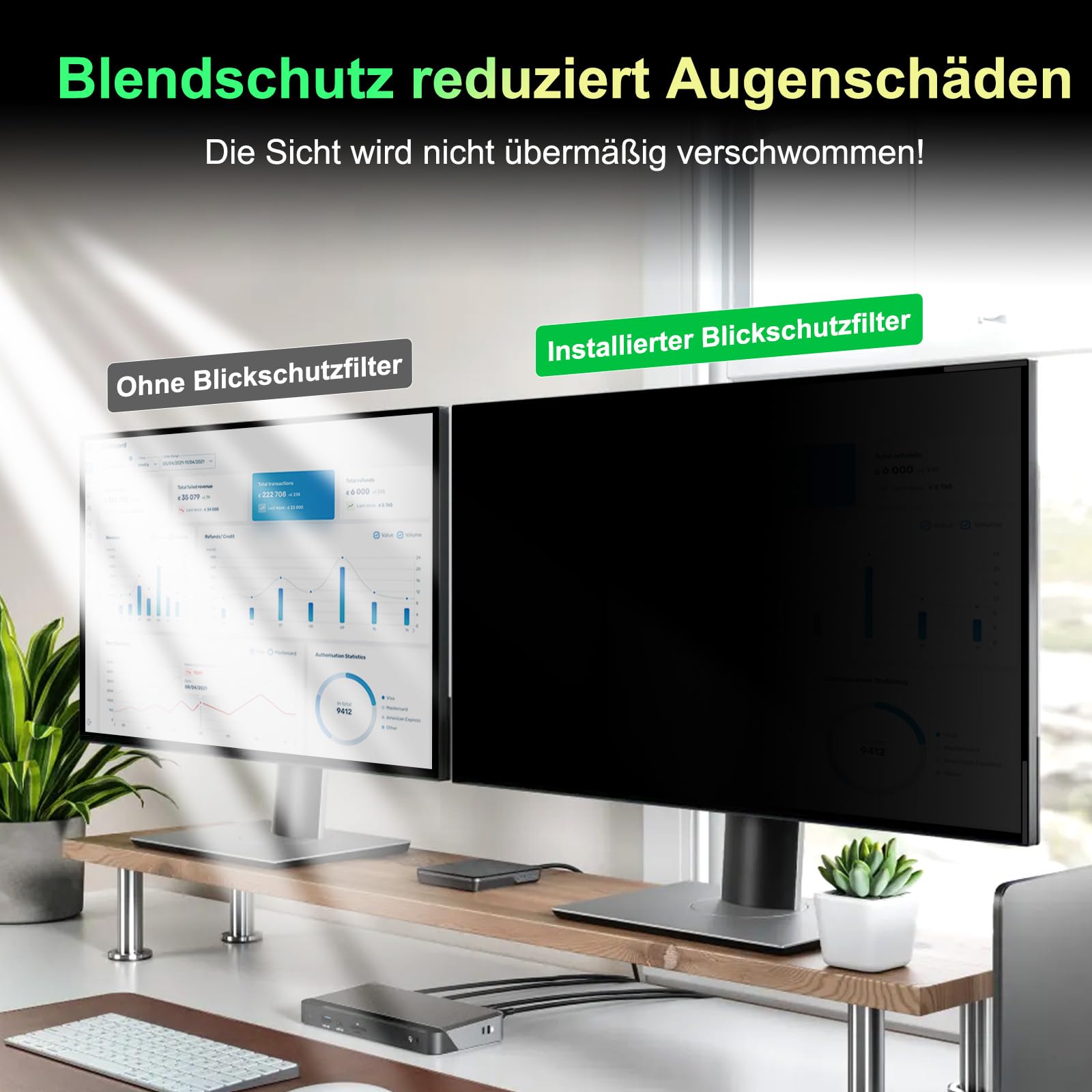 2 filtri magnetici per schermo da 23,8 pollici, per proporzioni di 16:9, antiriflesso, filtro per luce blu, monitor da 23,8", pellicola protettiva per la privacy del computer, filtro per la privacy