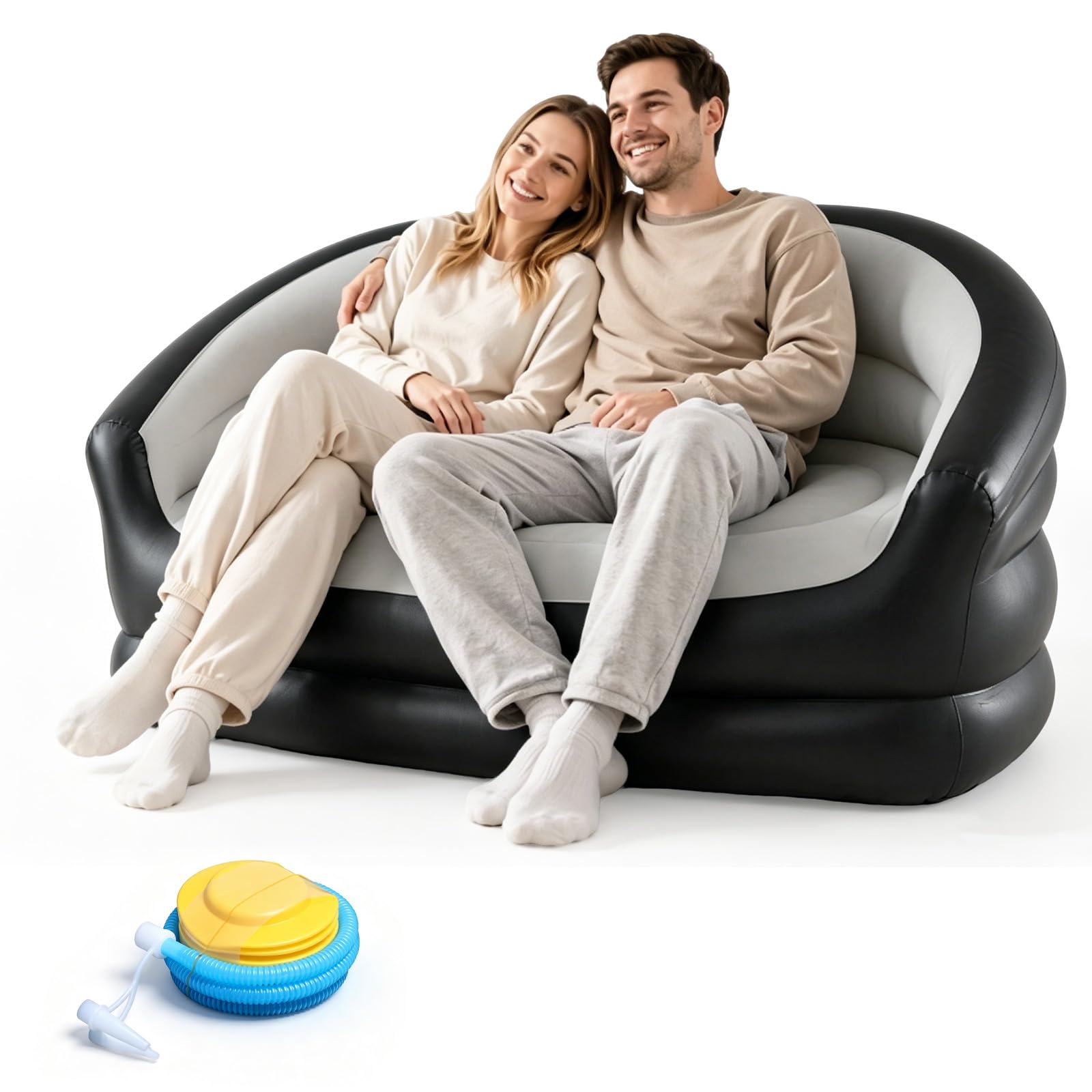 2-Sitzer Aufblasbares Sofa, Luftsofa mit Velours-Oberfläche - Aufblasbare Sofas