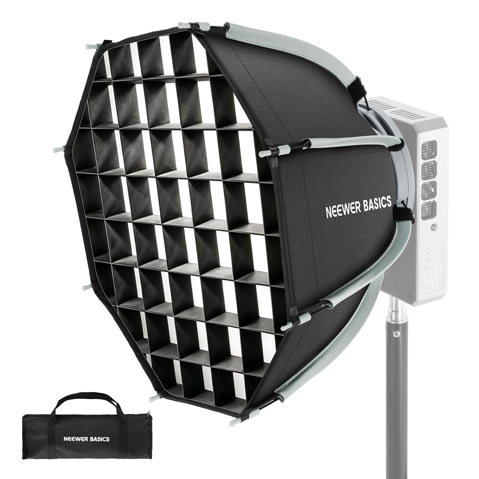 NEEWER BASICS Softbox Octogonal 12"avec support Mini (non Bowens), Kit Boîte Lumière Parabolique Mini Octabox avec diffuseurs&grille pour lumière LED FS/HB/HS,Photo Studio Enregistrement Vidéo NS68P
