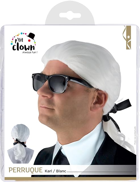 Foto 5 de 6 de P’tit Clown Karl re18036 - Peluca larga con cinta, color blanco