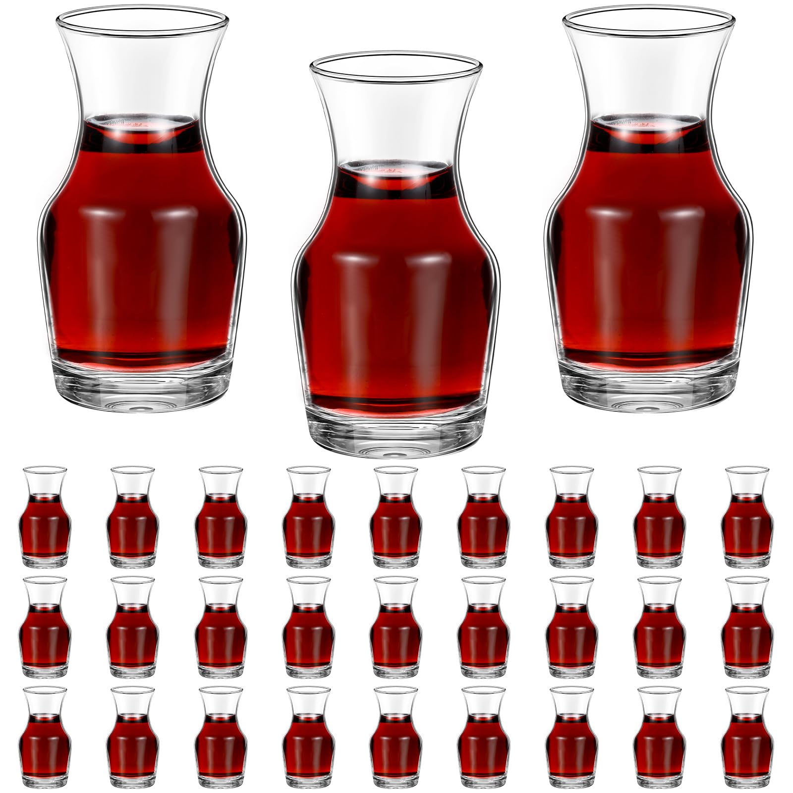 Remagr 30 Pack Wine Carafes Glass Small Single Serving Decanter,6.5 oz