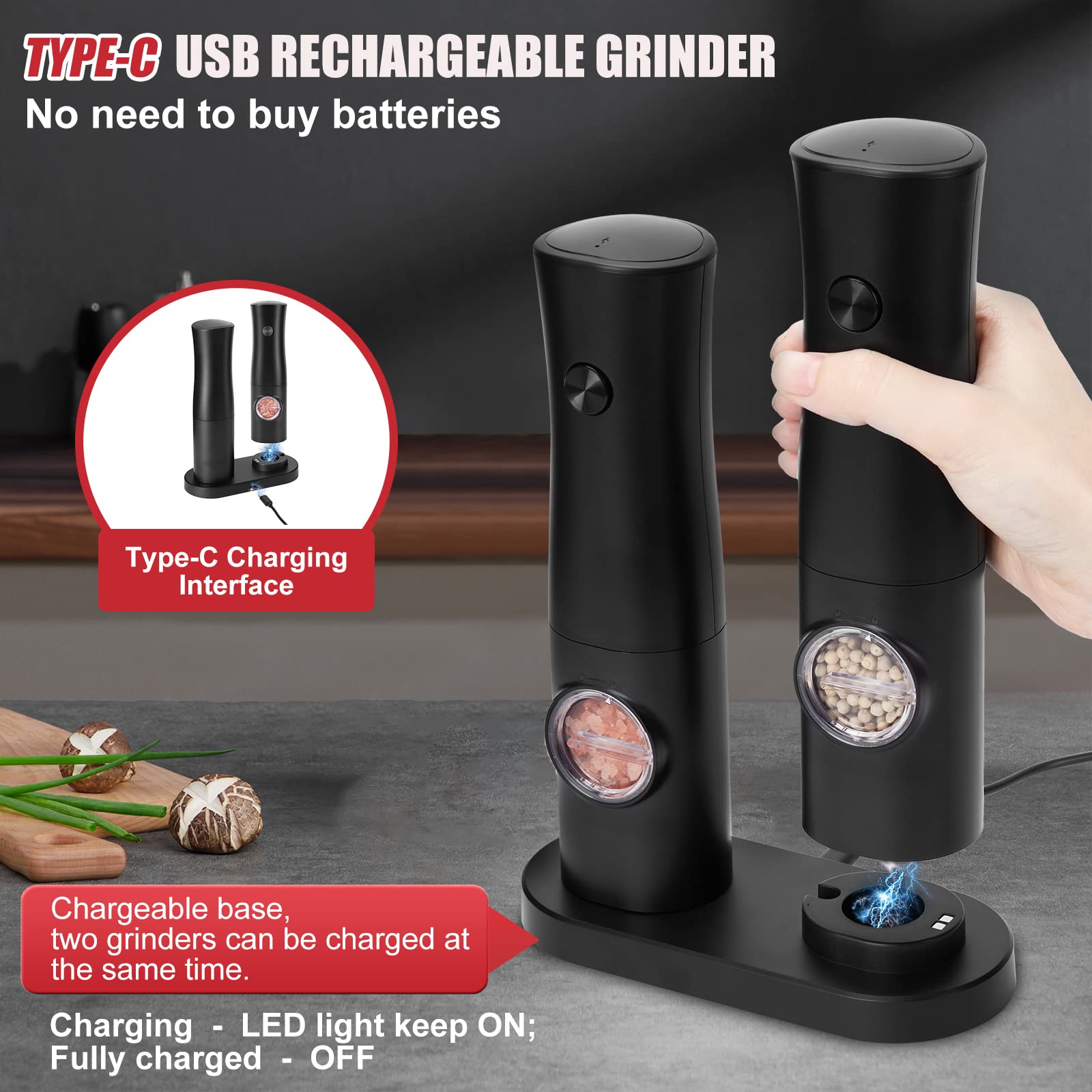 Macina Sale E Pepe Elettrico FORLIM - Ricaricabile USB, Regolabile, Con Luce LED, Acciaio Inox - Foto 13