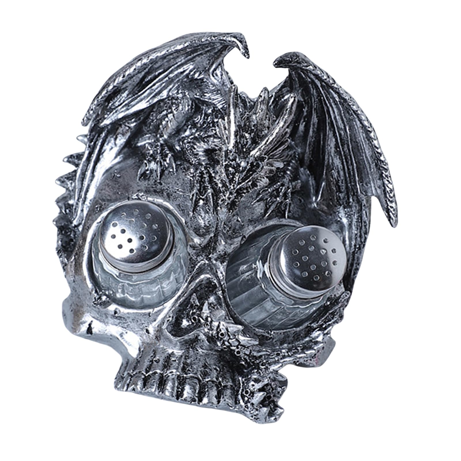 Tsophreniq Skull Bottle Holder Seasoning Jar Rack Skull Ornament Resin Sculpture Unique Seasoning Bottle Stand Resin Texture Drink Holder